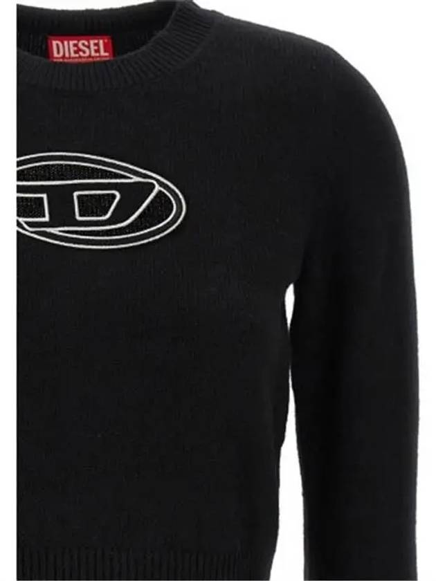 M-Areesa Jumper Embroidered Cut-Out Logo Knit Top Black - DIESEL - BALAAN 5