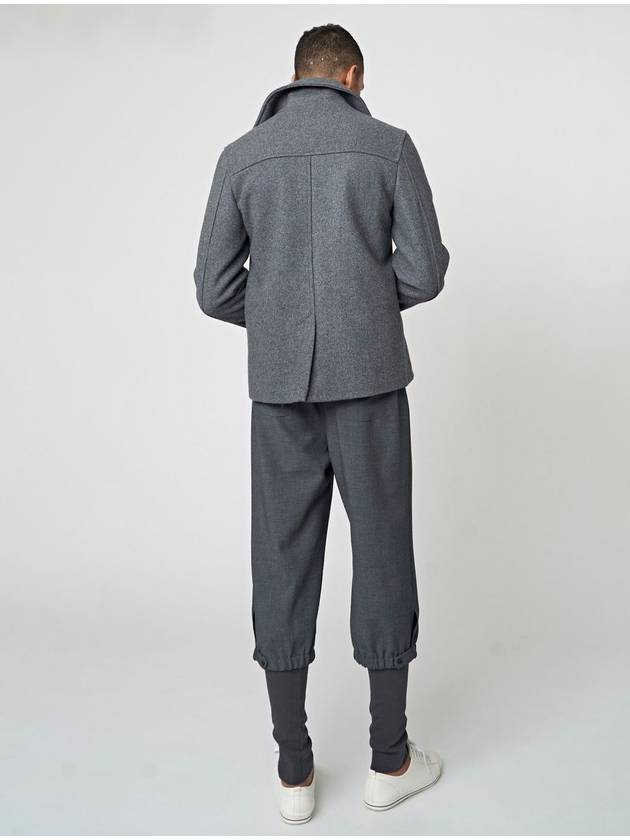 Wool Blend Pea Coat Melange Grey - ATHPLATFORM - BALAAN 7