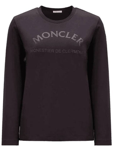 Glitter Logo Long Sleeve T-Shirt Black - MONCLER - BALAAN 1