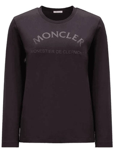 Glitter Logo Long Sleeve T-Shirt Black - MONCLER - BALAAN 1