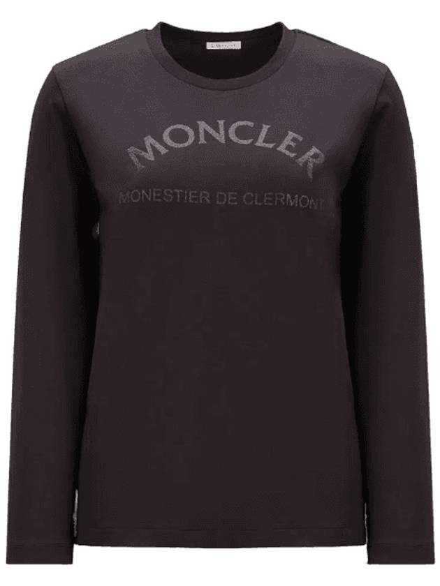 Glitter Logo Long Sleeve T-Shirt Black - MONCLER - BALAAN 1