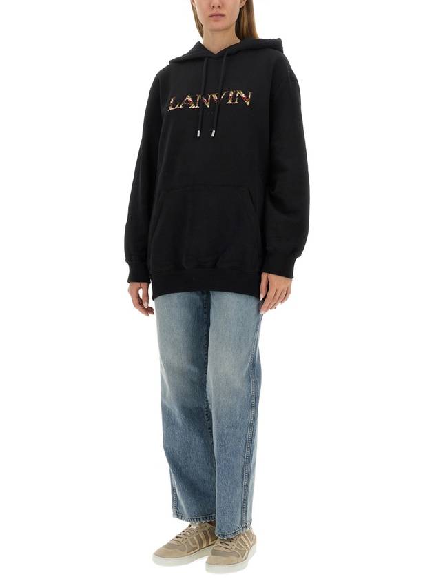 Oversized Embroidered Curb Hoodie Black - LANVIN - BALAAN 3