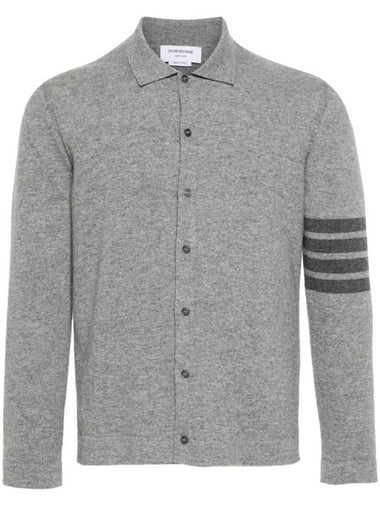 4 Bar Stripe Cashmere Cardigan Grey - THOM BROWNE - BALAAN 1