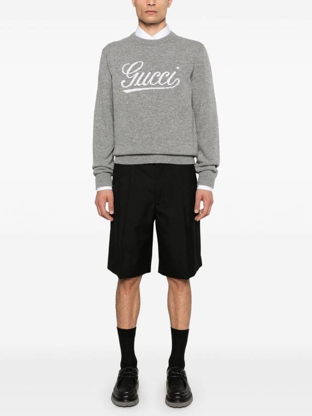 Web Wool Blend Shorts Black - GUCCI - BALAAN 3