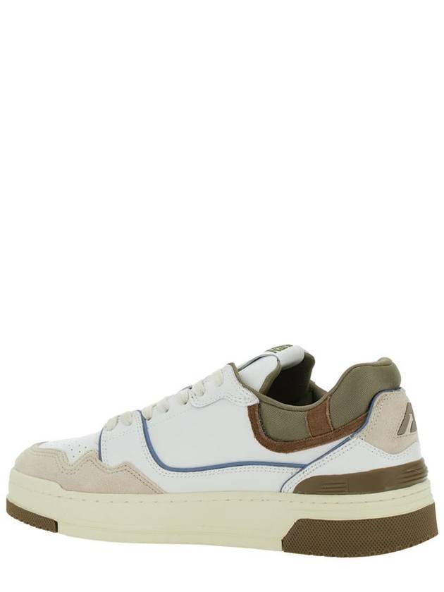 White Low Top Sneakers With Green Details And Logo Patch In Leather And Suede Man - AUTRY - BALAAN 3