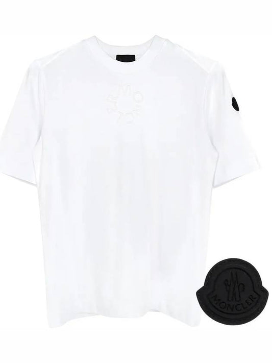 Embossed Logo Short Sleeve T-Shirt White - MONCLER - BALAAN 2