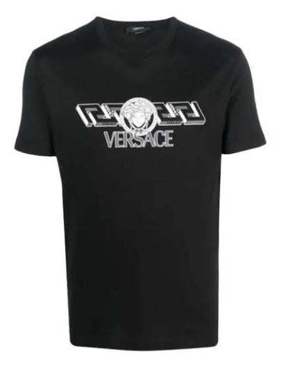 Men's La Greca Logo Short Sleeve T-Shirt Black - VERSACE - BALAAN 2