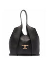 T Timeless Leather Medium Shopping Tote Bag Black - TOD'S - BALAAN 2