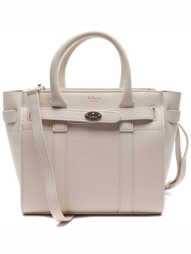 Mini Zipped Bayswater Tote Bag Chalk Small Classic Grain - MULBERRY - BALAAN 2