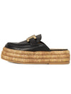 Kate Logo Leather Raffia Bloafer Black - TOD'S - BALAAN 5