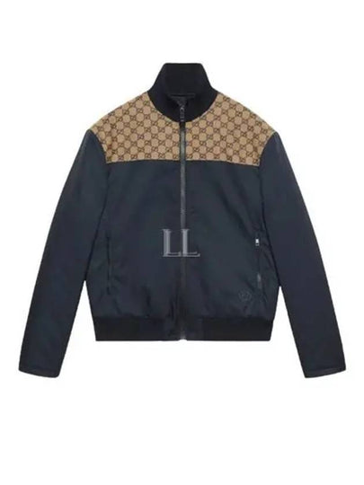 Interlocking G Nylon Canvas Zip Up Jacket Navy - GUCCI - BALAAN 2