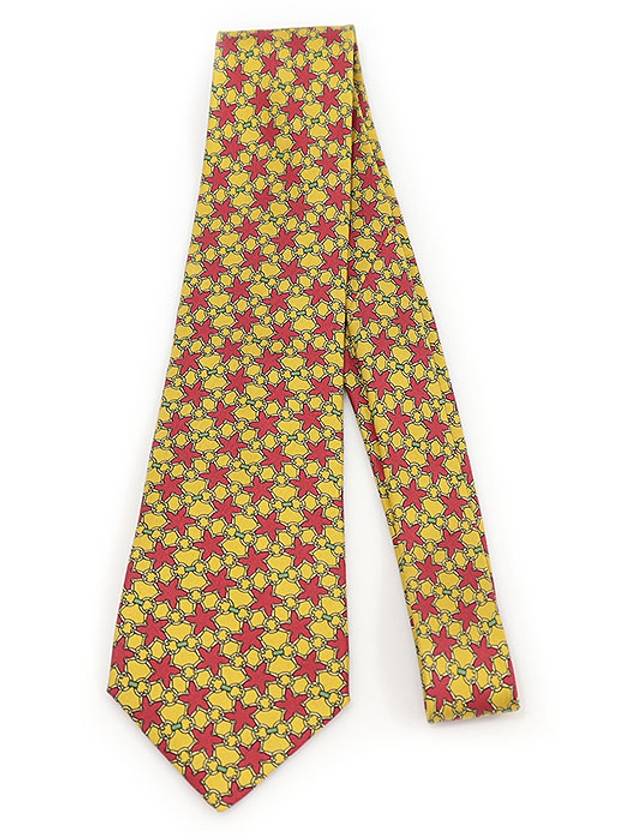 7522 IA 100 Silk Yellow Star Pattern Tie - HERMES - BALAAN 3