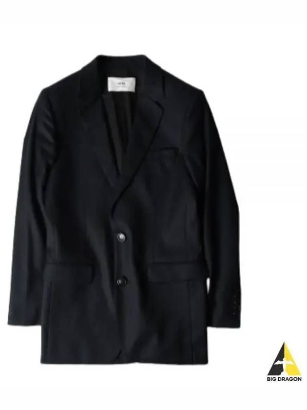 Virgin Wool Two-Button Jacket Black - AMI - BALAAN 2