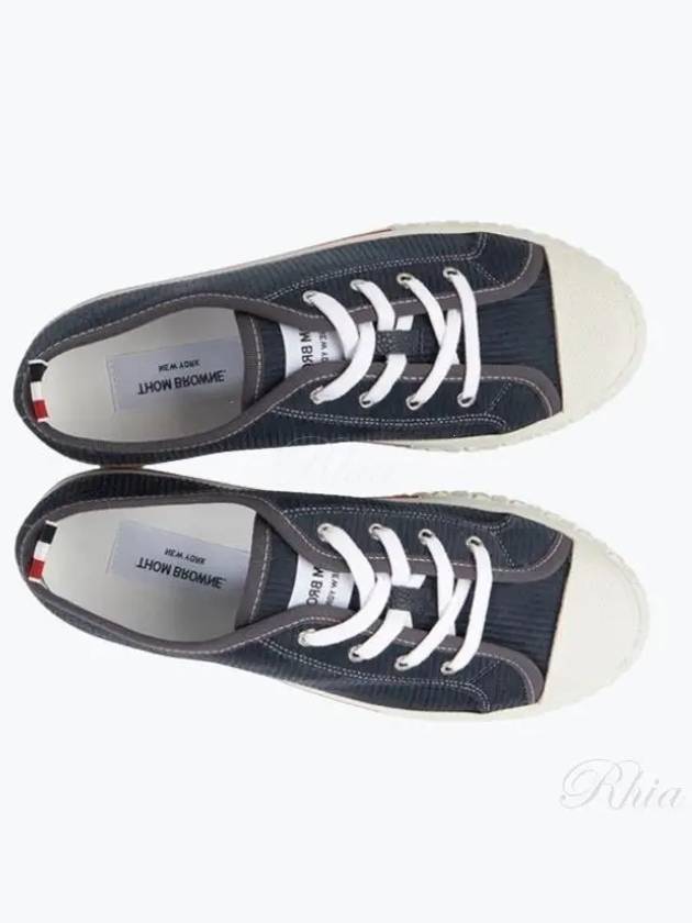 Men's RWB Sole Cotton Low Top Sneakers Navy - THOM BROWNE - BALAAN 2