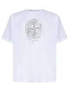 Men's Logo Print Crew Neck Short Sleeve T-Shirt White - STONE ISLAND - BALAAN 2