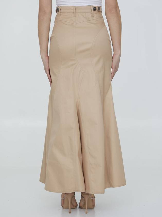 Women's Floor Length Cotton Gabardine A-Line Skirt Pale Nude - BURBERRY - BALAAN 5