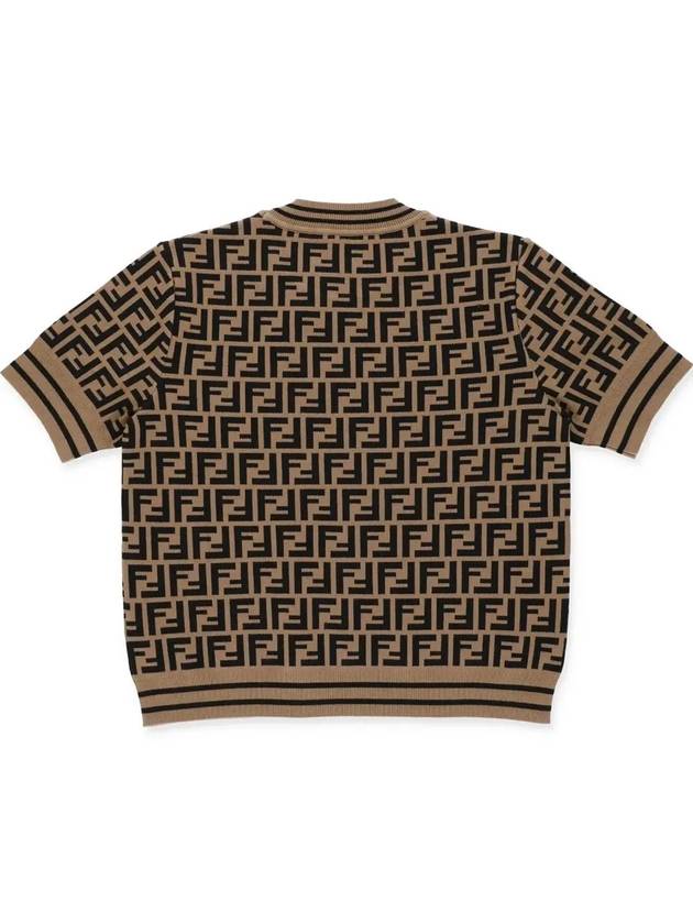 Kids FF All Over Short Sleeve Knit Top Brown - FENDI - BALAAN 4