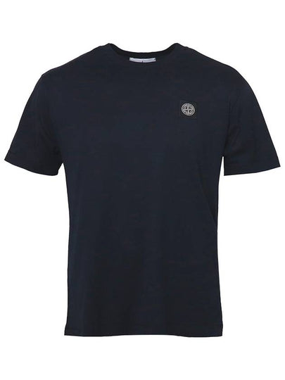 Logo Patch Cotton Short Sleeve T-Shirt Navy - STONE ISLAND - BALAAN 2