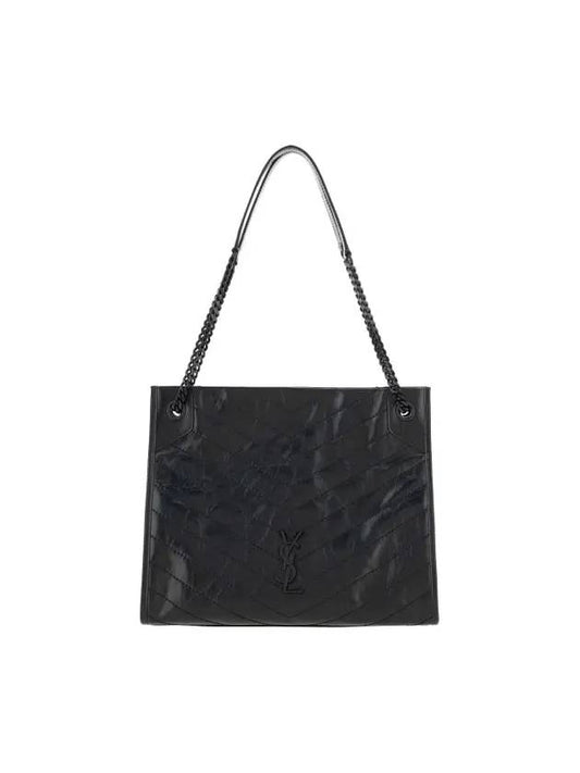 Quilted Nikki Medium Shoulder Bag Black - SAINT LAURENT - BALAAN 1