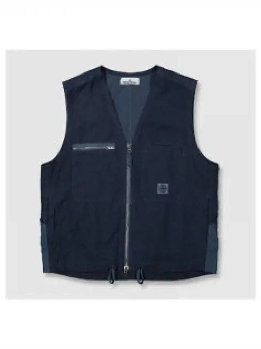 Cupro Cotton Twill TC Logo Patch Vest Avio Blue - STONE ISLAND - BALAAN 2