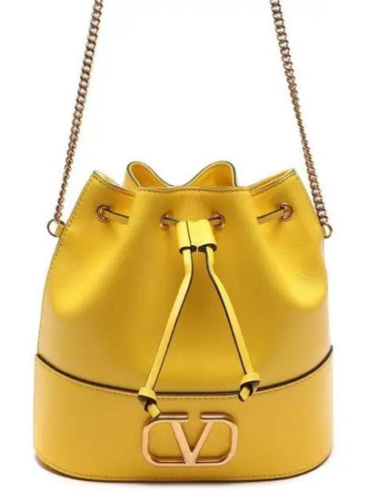 V Logo Signature Chain Mini Bucket Bag Yellow - VALENTINO - BALAAN 2