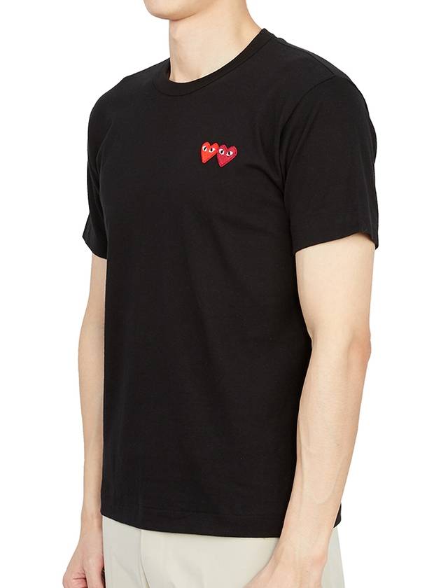 Play Men's Red Double Heart Wappen Short Sleeve T-Shirt P1 T226 1 Black - COMME DES GARCONS - BALAAN 3