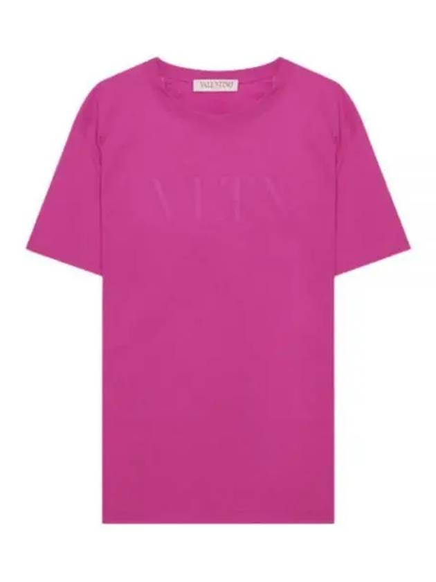 Logo Printed Short Sleeve T-Shirt Pink - VALENTINO - BALAAN 2