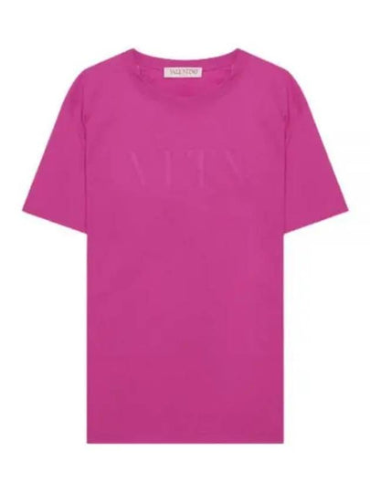 Logo Printed Short Sleeve T-Shirt Pink - VALENTINO - BALAAN 2