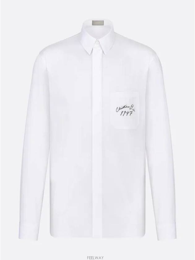 Handwritten 1947 Cotton Poplin Long Sleeve Shirt White - DIOR - BALAAN 5