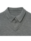 Layered V neck polo knit gray - NOIRER - BALAAN 5