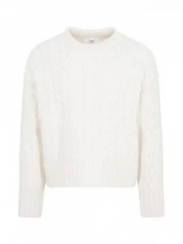 Cable Crew Neck Wool Knit Top Offwhite - AMI - BALAAN 2