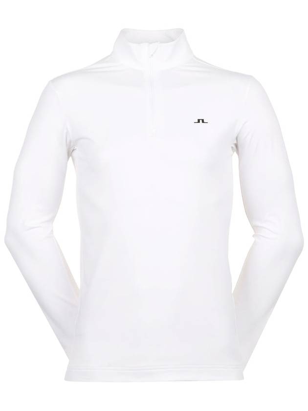 Men's Luke Quarter Zip Mid Layer Long Sleeve T-Shirt White - J.LINDEBERG - BALAAN 1