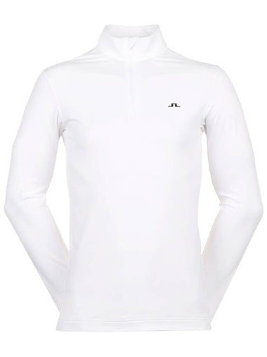 Men's Luke Quarter Zip Mid Layer Long Sleeve T-Shirt White - J.LINDEBERG - BALAAN 1