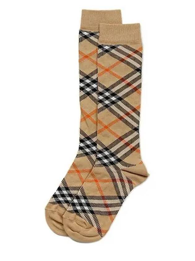 Kids Check Cotton Blend Sock Sand - BURBERRY - BALAAN 2