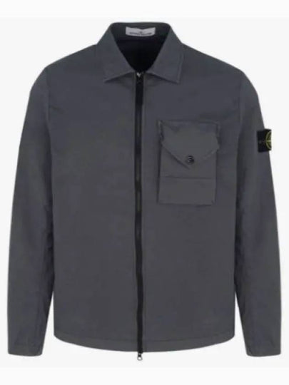 Stretch Cotton Gabardine Overshirt Jacket Dark Grey - STONE ISLAND - BALAAN 2