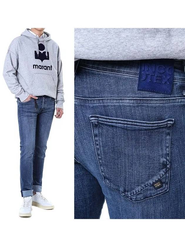 Denim ladder logo comfortable medium blue washed jeans BDPS0003 F17 00709 W3 003 - INCOTEX - BALAAN 2