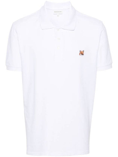 Fox Head Patch Cotton Polo Shirt White - MAISON KITSUNE - BALAAN 2