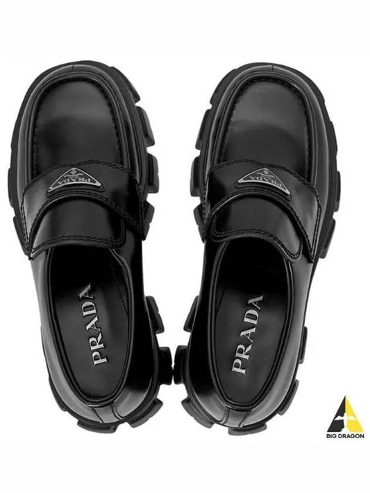 Monolith Brushed Leather Loafers Black - PRADA - BALAAN 2