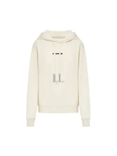 Logo Print Cotton Hoodie Cream - JIL SANDER - BALAAN 2