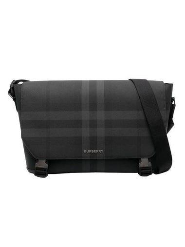 Wright Check Large Messenger Bag Charcoal - BURBERRY - BALAAN 1