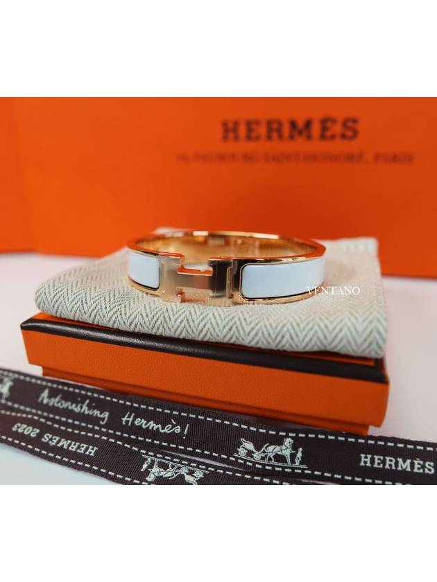 Click Ash Bracelet Rose Gold White PM - HERMES - BALAAN 2