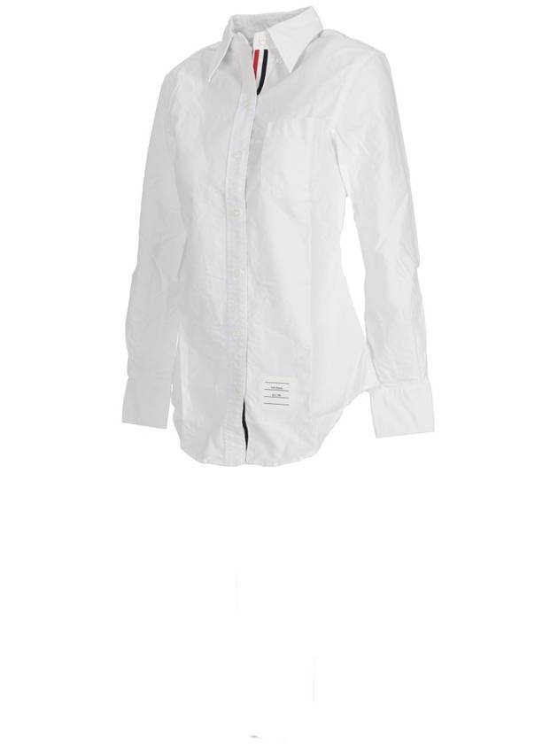 Button Down Cotton Oxford Long Sleeve Shirt White - THOM BROWNE - BALAAN 3