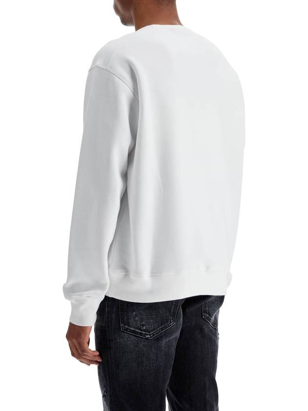 white cotton sweatshirt with distinctive yellow logo - DSQUARED2 - BALAAN 3