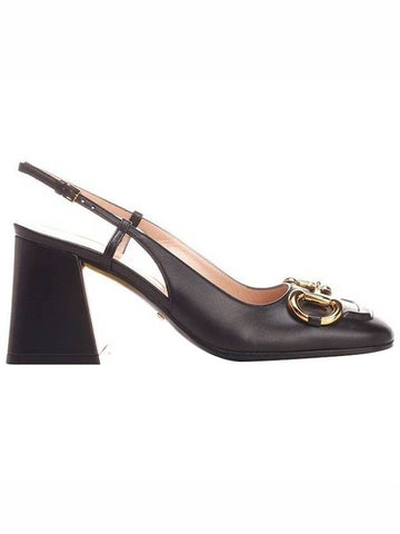 Horsebit Mid Slingback Heel Black - GUCCI - BALAAN 1