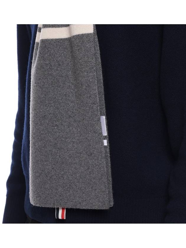 Striped Cashmere Muffler Grey - THOM BROWNE - BALAAN 7