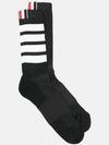 Men's 4 Bar Three Stripe Tab Mid Socks Black - THOM BROWNE - BALAAN 3