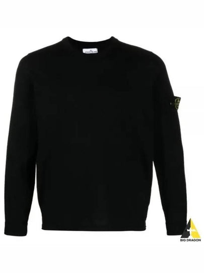 Raw Hand Cotton Crewneck Knit Top Black - STONE ISLAND - BALAAN 2