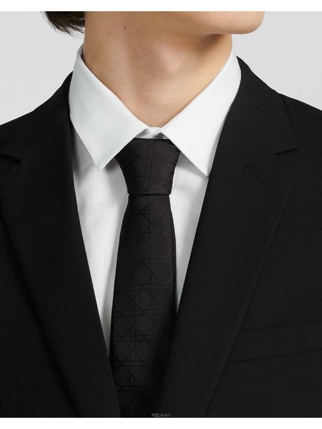 Cannage Silk Tie Black - DIOR - BALAAN 4