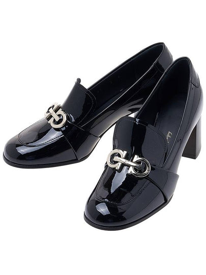 Gancini Ornament Leather Pumps Heels Black - SALVATORE FERRAGAMO - BALAAN 2