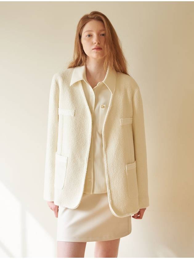 Merino Wool Tweed Jacket Ivory - CORCA - BALAAN 1